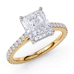 Seville Radiant Cut Diamond Engagement Ring with Hidden Halo – 18ct Yellow Gold