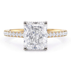 Seville Radiant Cut Diamond Engagement Ring with Hidden Halo – 18ct Yellow Gold