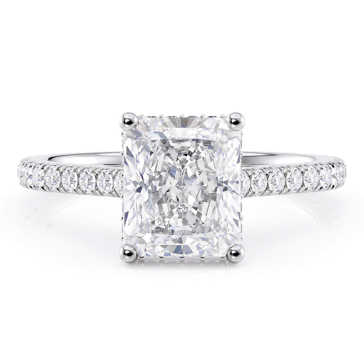 Seville — Radiant Cut Lab Grown Diamond Hidden Halo Engagement Ring — hand-finished lab grown engagement ring by Monroe Yorke Diamonds — view 8