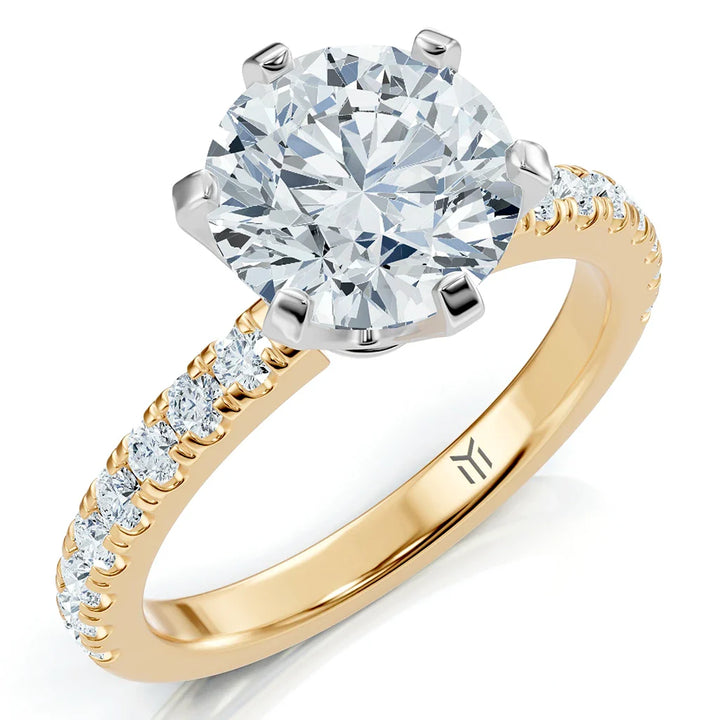 Scarlet 2.00ct F VS2 Lab Grown Diamond Engagement Ring with 6-claw setting in 18ct Yellow Gold — top view