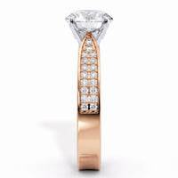 Sophia - Rose gold engagement ring with a round brilliant centre diamond, second side view.