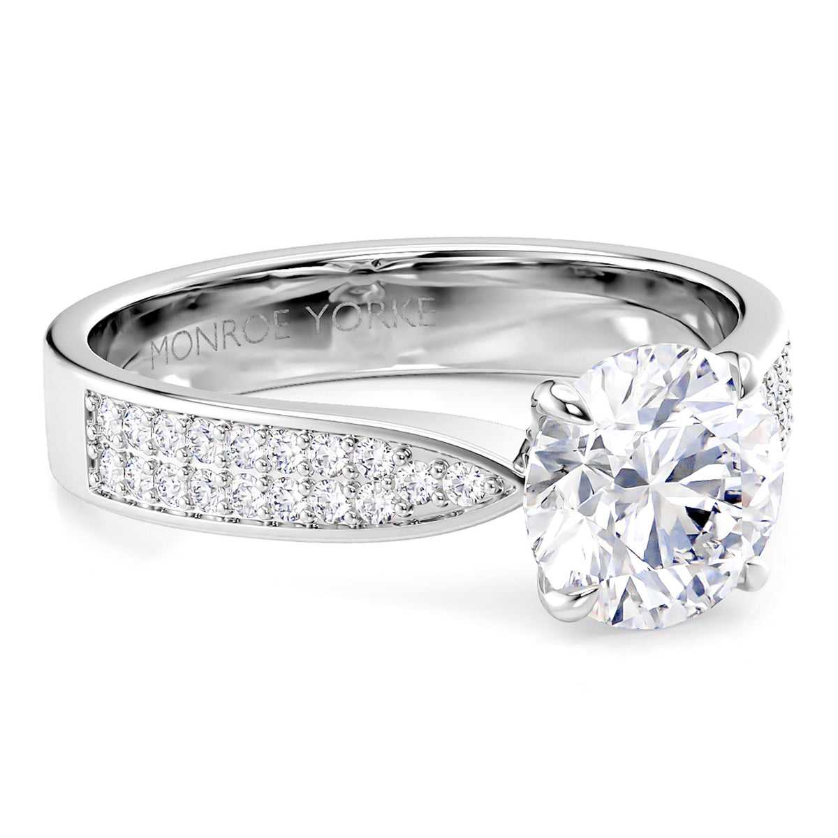 Sophia - white gold or platinum engagement ring with a pave set band