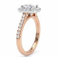 Side view 2 of Summer Cushion diamond halo ring in rose gold 