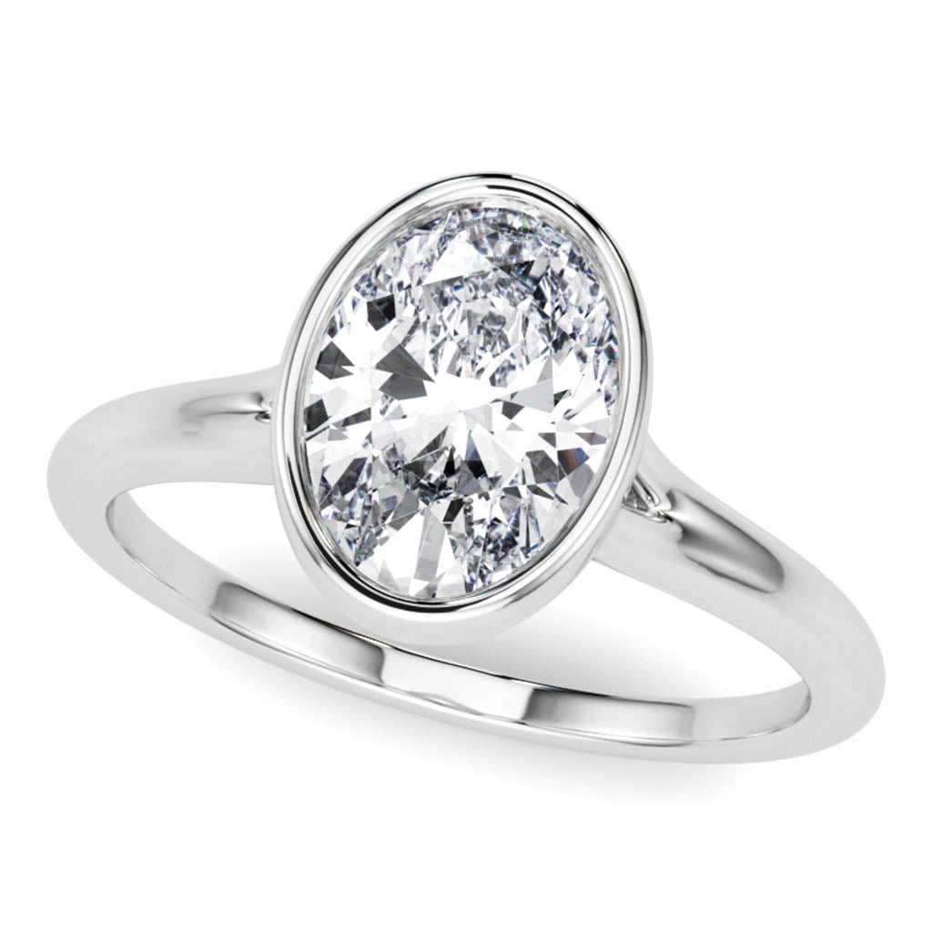 Sunny Oval Diamond Engagement Ring – Sleek Bezel Setting