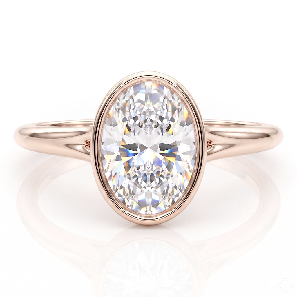 Sunny - Oval Diamond Bezel Solitaire Engagement Ring
