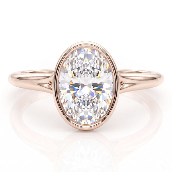 Sunny - Oval Diamond Bezel Solitaire Engagement Ring