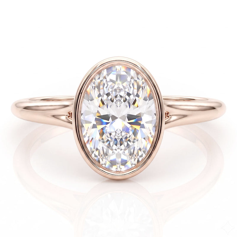 Sunny - Oval Diamond Bezel Solitaire Engagement Ring