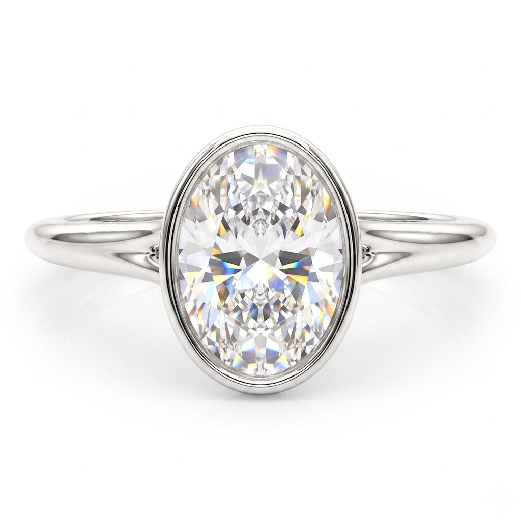 Sunny - Oval Diamond Bezel Solitaire Engagement Ring