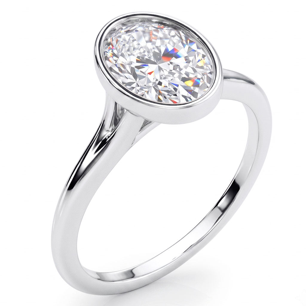 Sunny - Oval Diamond Bezel Solitaire Engagement Ring