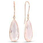 Enchanted Tear Drop Rose Quartz & Diamond Earrings - Monroe Yorke Diamonds