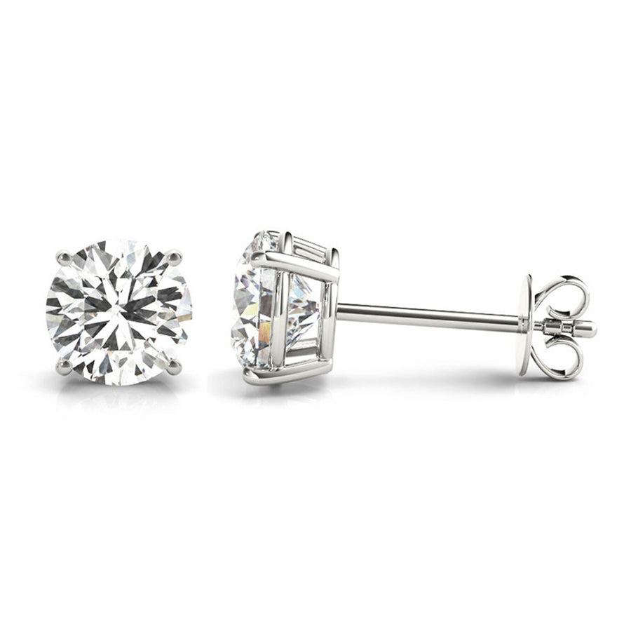 Zoey Lab Grown Diamond Ear Studs / Earrings.  Total diamond weight 0.50 carats / half carat.  4 claw setting. 14ct white gold version. 
