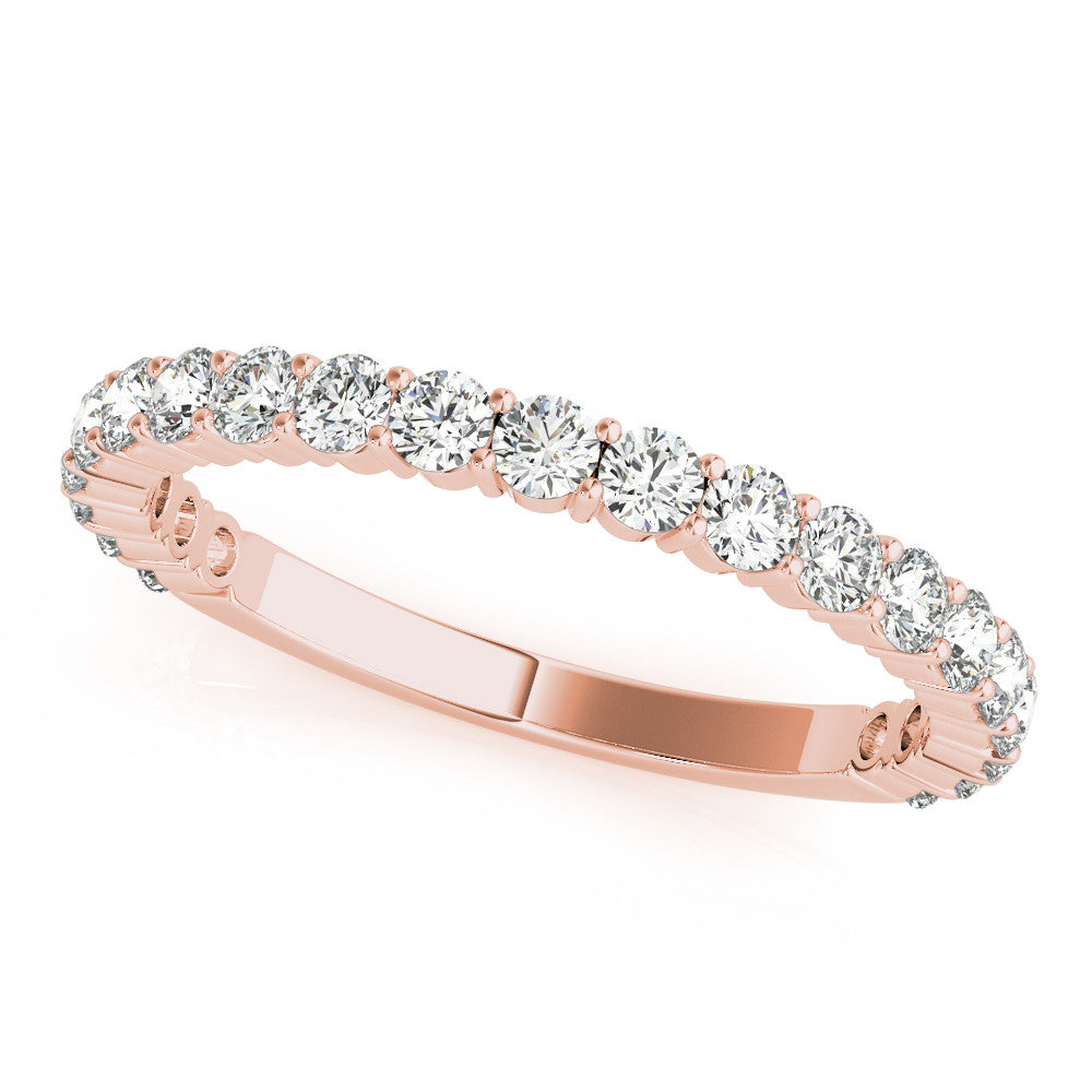 Skylar rose gold diamond wedding and anniversary ring with diamonds 3/4 of the way around the band