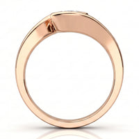 Zita - Rose gold tension set diamond engagement ring, side view.