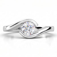 Zita white gold or platinum - unique solitaire diamond engagement ring, tension set. 