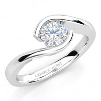 Zita - unique solitaire diamond ring, tension set. white gold or platinum