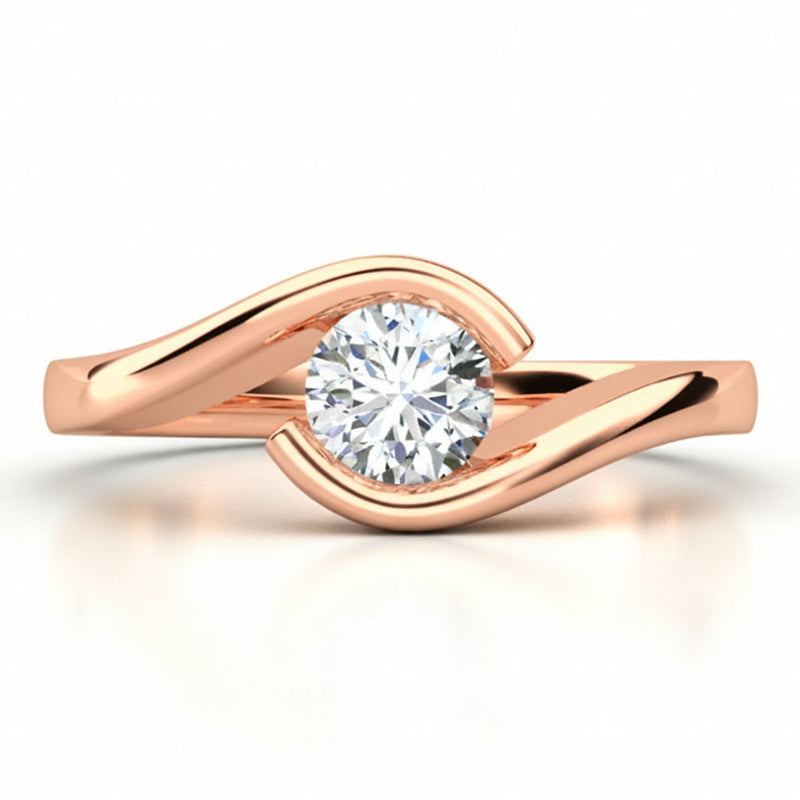 Zita in Rose Gold - tension set round diamond