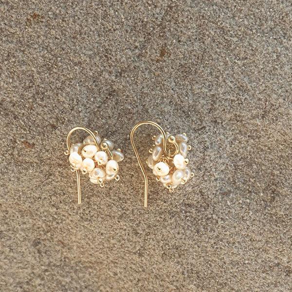 Arctic Earrings in Gold - Cluster of Petite Freshwater Pearls