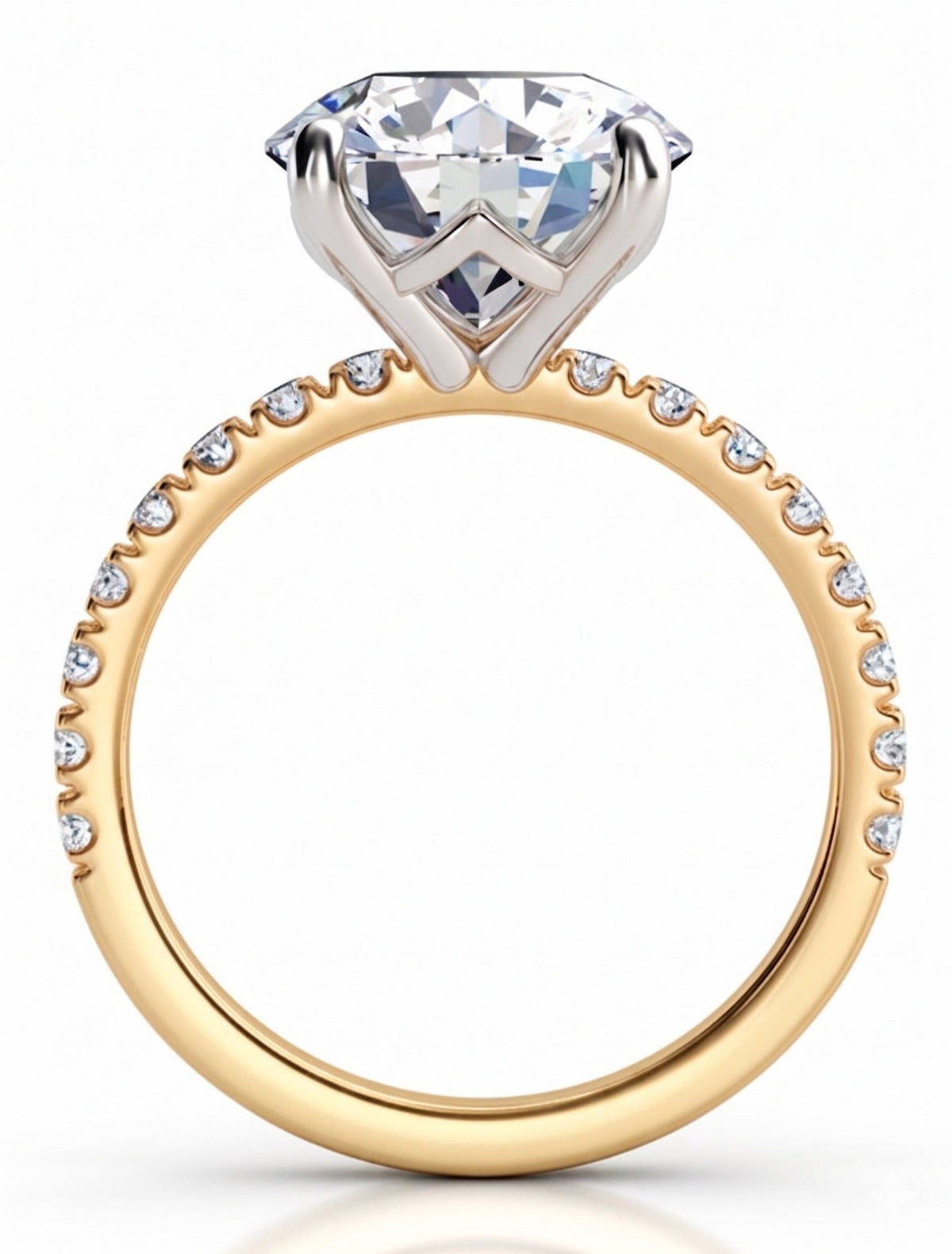 Clover Yellow Gold Diamond Engagement Ring - profile view — view 7