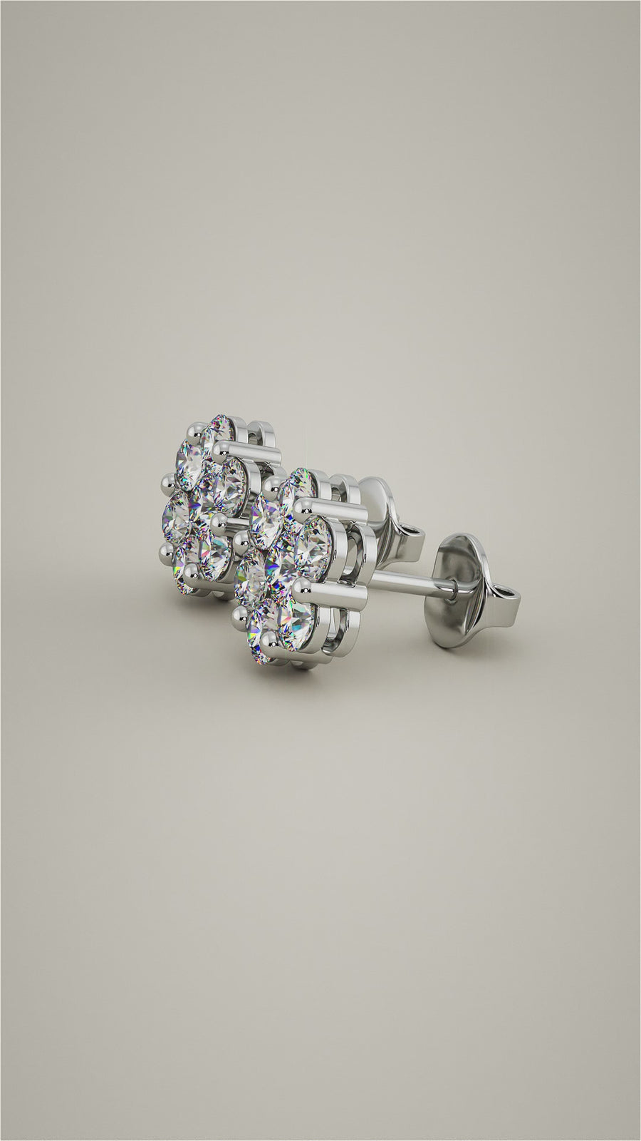 Demi - Diamond Cluster Earrings. Total 1.50 Carats