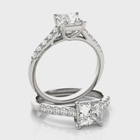 Rae — Princess Cut Lab Grown Diamond Engagement Ring with Side Diamonds thumbnail 3