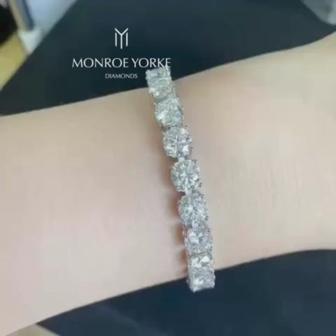 25 Carat, 6.5mm wide Moissanite tennis bracelet on hand video