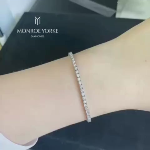 Video of 2.50carat 2mm wide premium Moissanite tennis bracelet from Monroe Yorke Diamonds 