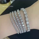 Video of 2.0mm 3.0mm 4.0mm 5.0mm and 6.5mm wide tennis bracelet compared on hand 