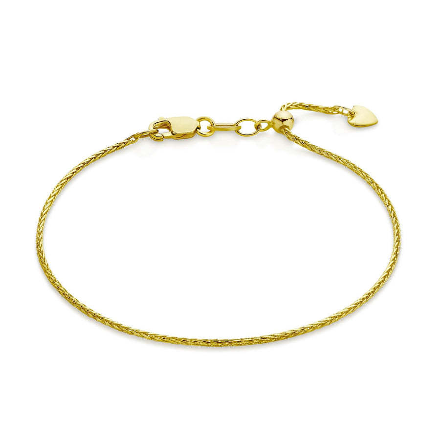 Lanciano Gold Adjustable 1.2mm Magic Wheat Link Bracelet, 18cm Length