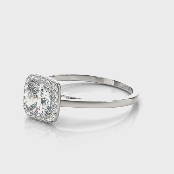 Erin - Centre 1.00 Carat Cushion Cut Lab Grown Diamond Halo Ring
