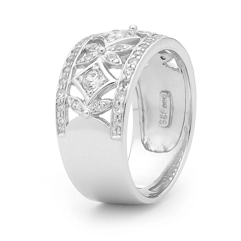 Silver Ring With Zirconia - Pave Set - Monroe Yorke Diamonds