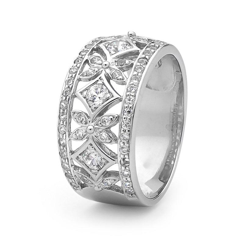 Silver Ring With Zirconia - Pave Set - Monroe Yorke Diamonds