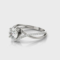 Greta — Round Lab Grown Diamond Engagement Ring with Diamond Shoulders thumbnail 3
