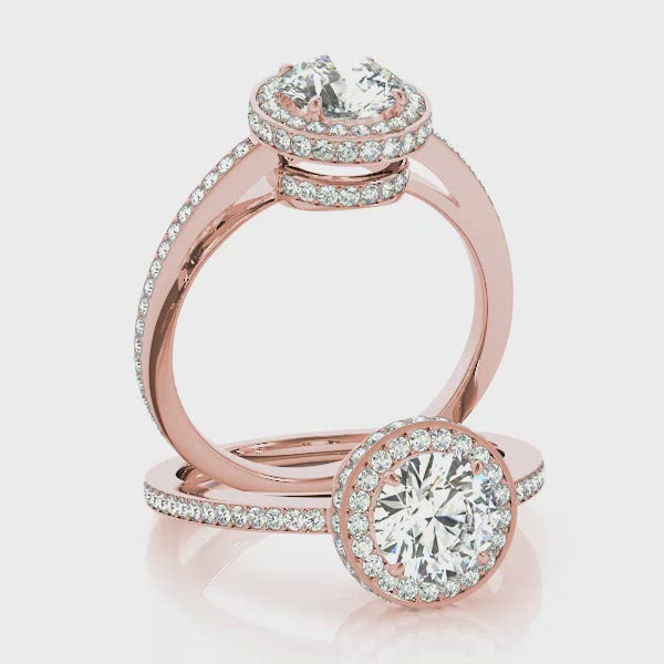 Double Halo Diamond Engagement Ring in Rose Gold - Amelia GIA Certified. Video