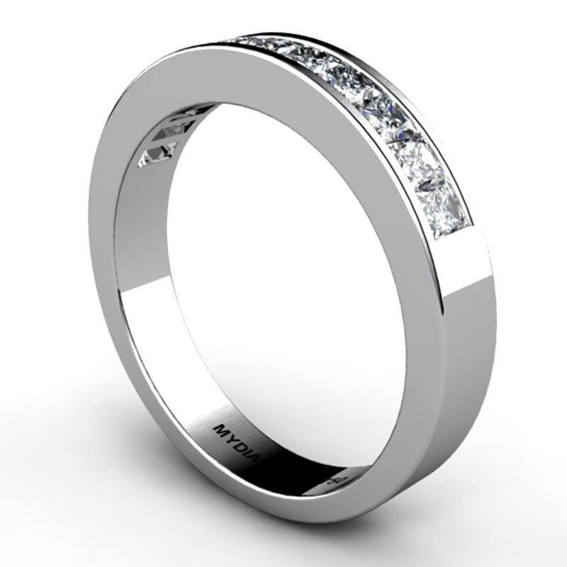 Aaliyah - Princess Cut Diamond Wedding Ring. Side view 1