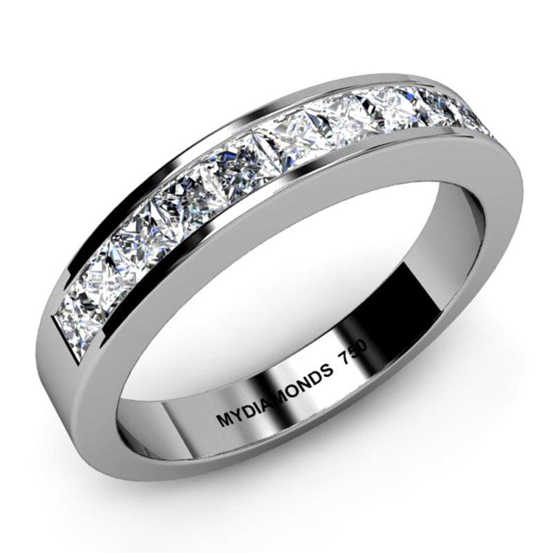 Aaliyah - Princess Cut Channel Set Diamond Wedding Ring. White gold or platinum