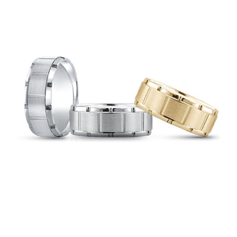 Aidan Mens Artisan Wedding Ring.  Available in white gold, yellow gold or rose gold. 