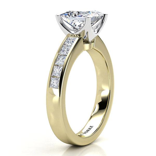 Side view of Albany princess cut diamond ring in gold. Side view showing the beautiful setting.  — view 4