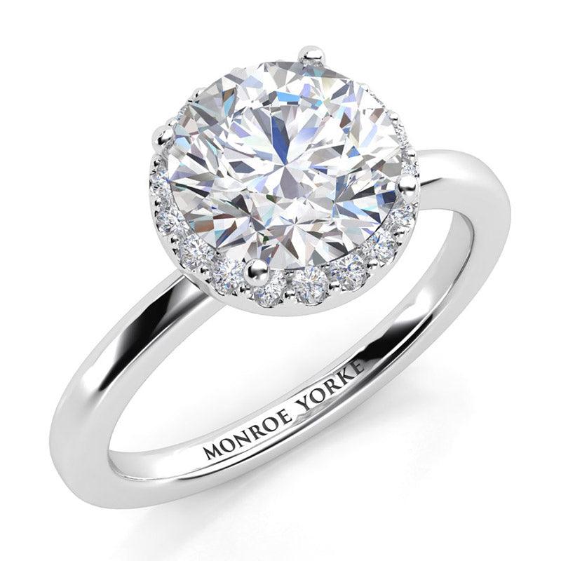 Halo diamond engagement ring in white gold - Alexa  — view 2