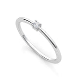 Alma single diamond ring from our Petit Collection. White gold or platinum. 