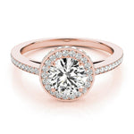 Amelia - Unique Rose Gold Diamond Halo Engagement Ring. 