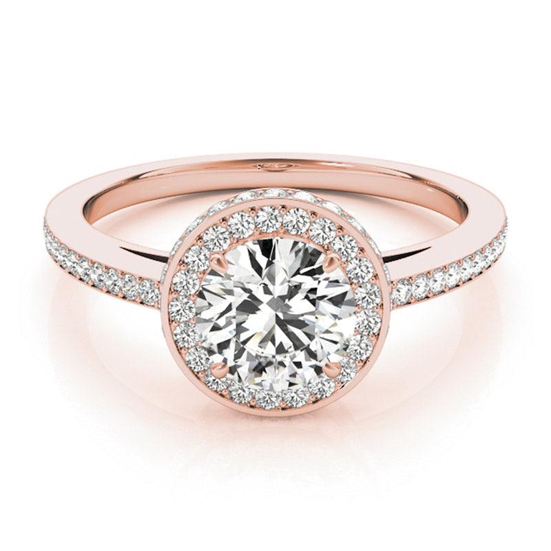 Amelia - Unique Rose Gold Diamond Halo Engagement Ring. 