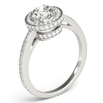 Amelia - White Gold Diamond Halo Ring.  Side View