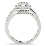 Amelia - White Gold Diamond Halo Ring.  Side View 2