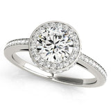 Amelia - Round Diamond Halo Ring.  White gold. Top