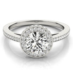 Amelia - Round Diamond Halo Ring, White gold 