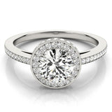Amelia - Round Diamond Halo Ring, White gold 
