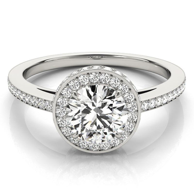 Amelia - Round Diamond Halo Ring, White gold 