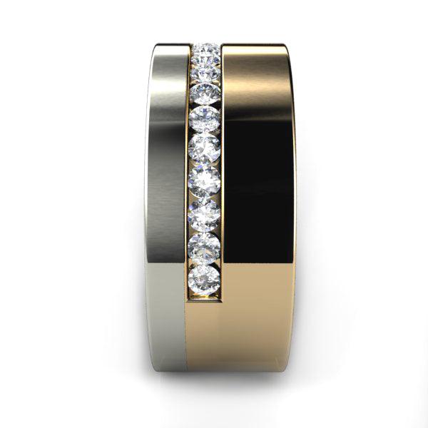 Aramis mens diamond wedding ring. White and yellow gold — view 5