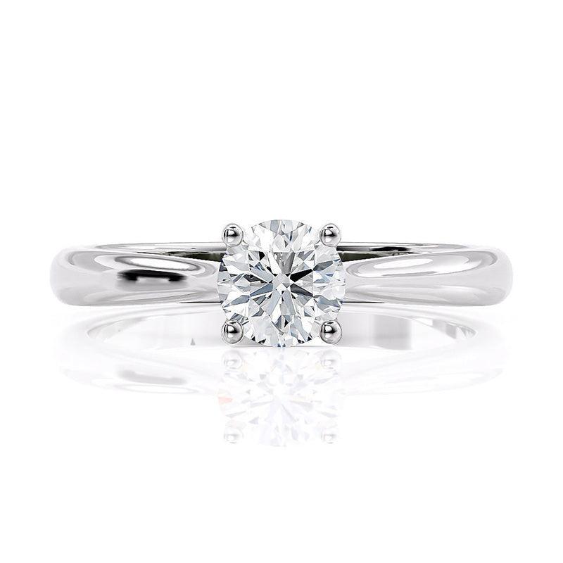 Asti - White gold diamond solitaire ring. 4 claw setting. 