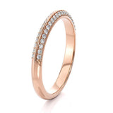 Astrid - Pave set diamonds 0.21 carats. Knife edge diamond wedding band in rose gold.  